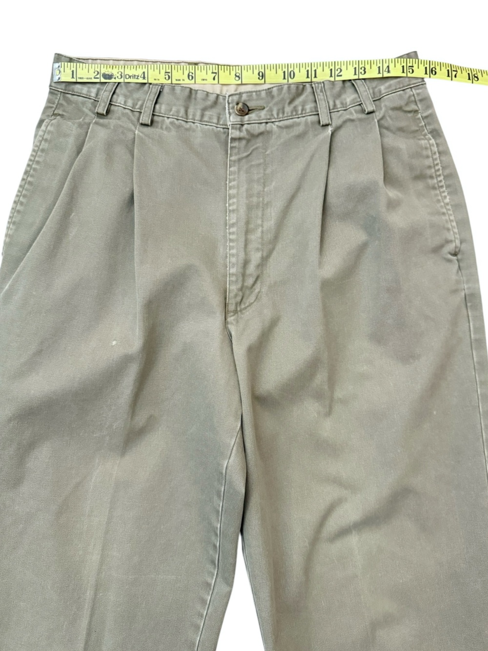 VTG Y2K Banana Republic Pleated Khaki Pants Olive Green 32x32 Fits 31x28.5 Fair - Picture 10 of 16
